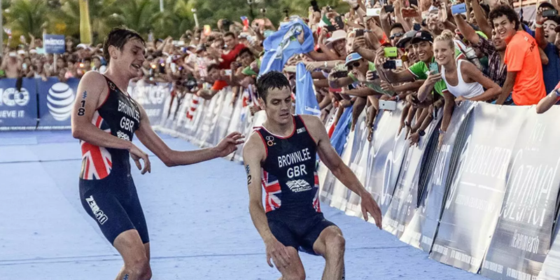 Jonny and Alistair Brownlee place second and third at 2016 World Triathlon Series in Mexico.