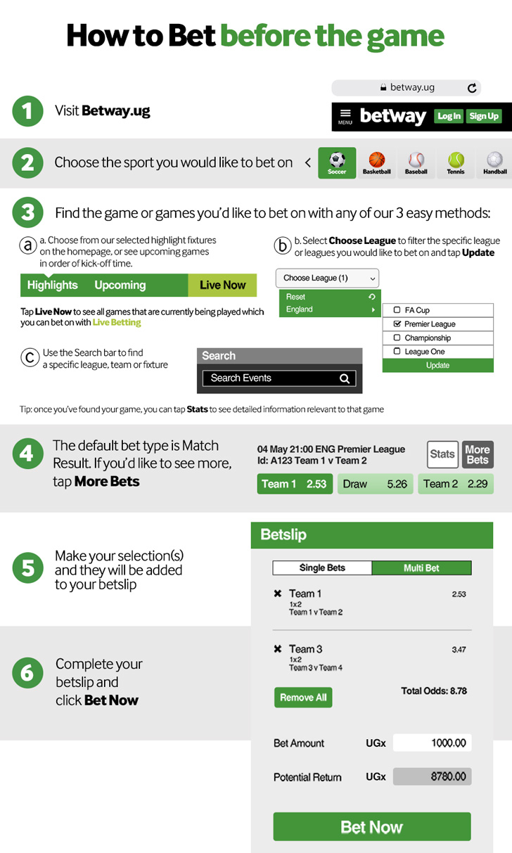 How To Bet Before the Game with Betway