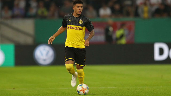 Jadon Sancho in action for Dortmund.