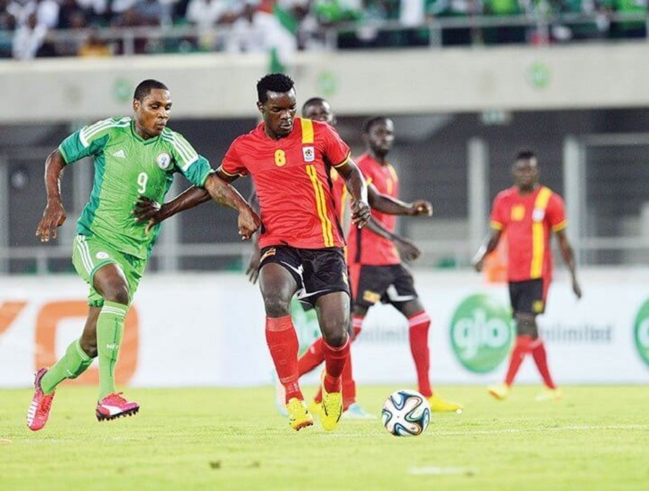 Khalid Aucho in action for Uganda.
