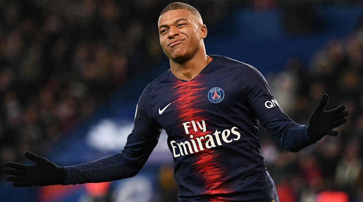 Kylian Mbappe in action for PSG.