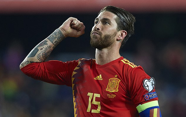 Sergio Ramos in action for Spain Sergio Ramos in action for Spain