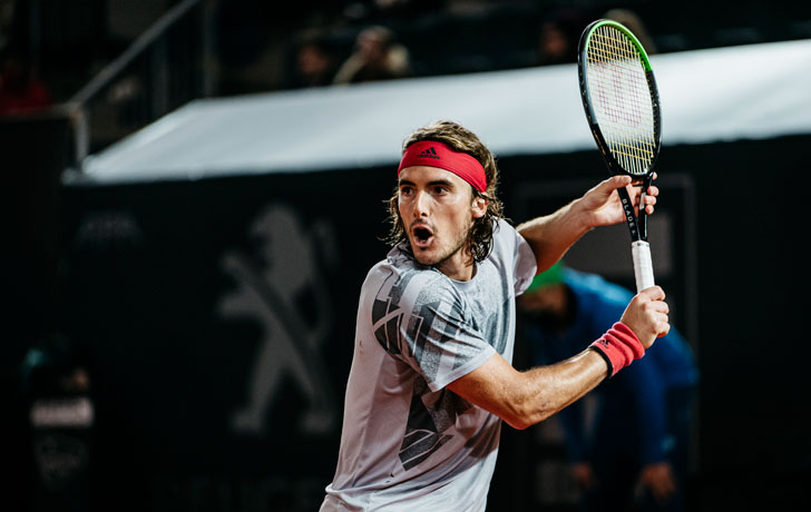 Stefanos Tsitsipas in action