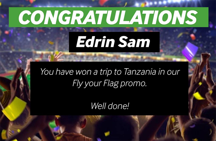 Edrin Sam won a trip to Tanzania