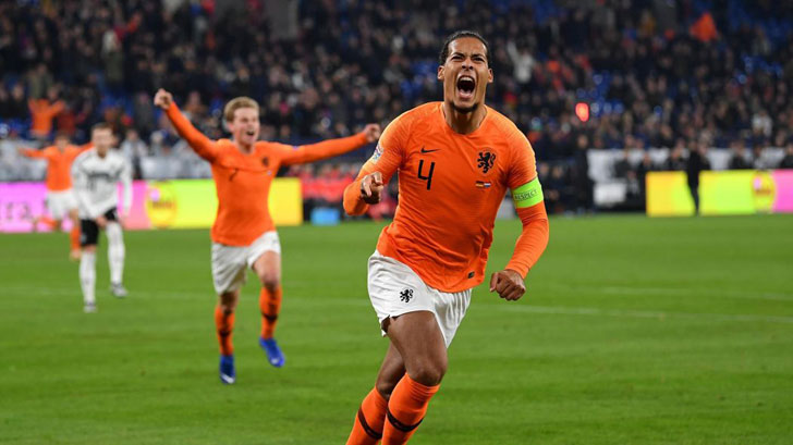 Virgil van Dijk in action for the Netherlands Virgil van Dijk in action for the Netherlands